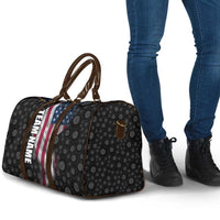 American Flag Bowling Ball and Pins Graphic Travel Bag with Black Patterned Background and Custom Team Name Design - Wonder Print Shop