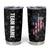 American Flag Bowling Ball and Pins Graphic Tumbler Cup with Black Patterned Background and Custom Team Name Design - Wonder Print Shop
