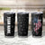American Flag Bowling Ball and Pins Graphic Tumbler Cup with Black Patterned Background and Custom Team Name Design - Wonder Print Shop