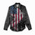American Flag Bowling Ball and Pins Graphic Women Casual Shirt with Black Patterned Background and Custom Team Name Design - Wonder Print Shop