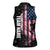 American Flag Bowling Ball and Pins Graphic Women Sleeveless Polo Shirt with Black Patterned Background and Custom Team Name Design - Wonder Print Shop