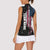 American Flag Bowling Ball and Pins Graphic Women Sleeveless Polo Shirt with Black Patterned Background and Custom Team Name Design - Wonder Print Shop