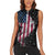 American Flag Bowling Ball and Pins Graphic Women Sleeveless Polo Shirt with Black Patterned Background and Custom Team Name Design - Wonder Print Shop