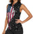 American Flag Bowling Ball and Pins Graphic Women Sleeveless Polo Shirt with Black Patterned Background and Custom Team Name Design - Wonder Print Shop
