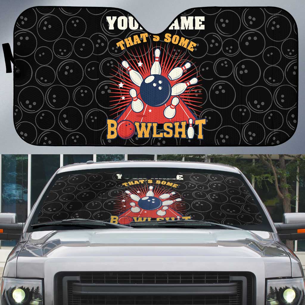 Flaming Bowling Ball Auto Sun Shade with Strike Explosion and Funny Quote Graphic on Bowling - Wonder Print Shop