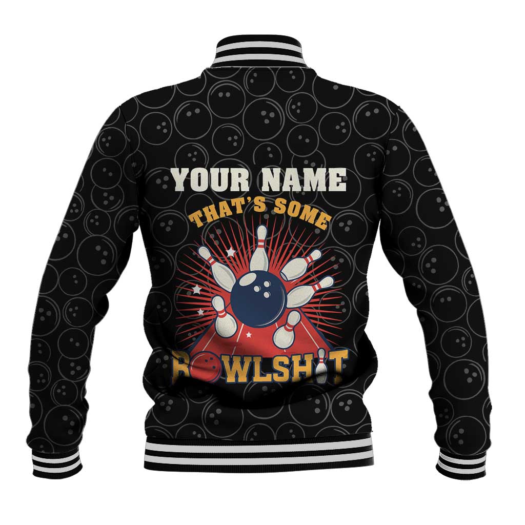 Flaming Bowling Ball Baseball Jacket with Strike Explosion and Funny Quote Graphic on Bowling - Wonder Print Shop