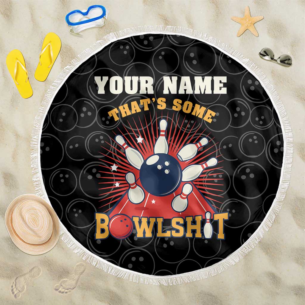 Flaming Bowling Ball Beach Blanket with Strike Explosion and Funny Quote Graphic on Bowling - Wonder Print Shop