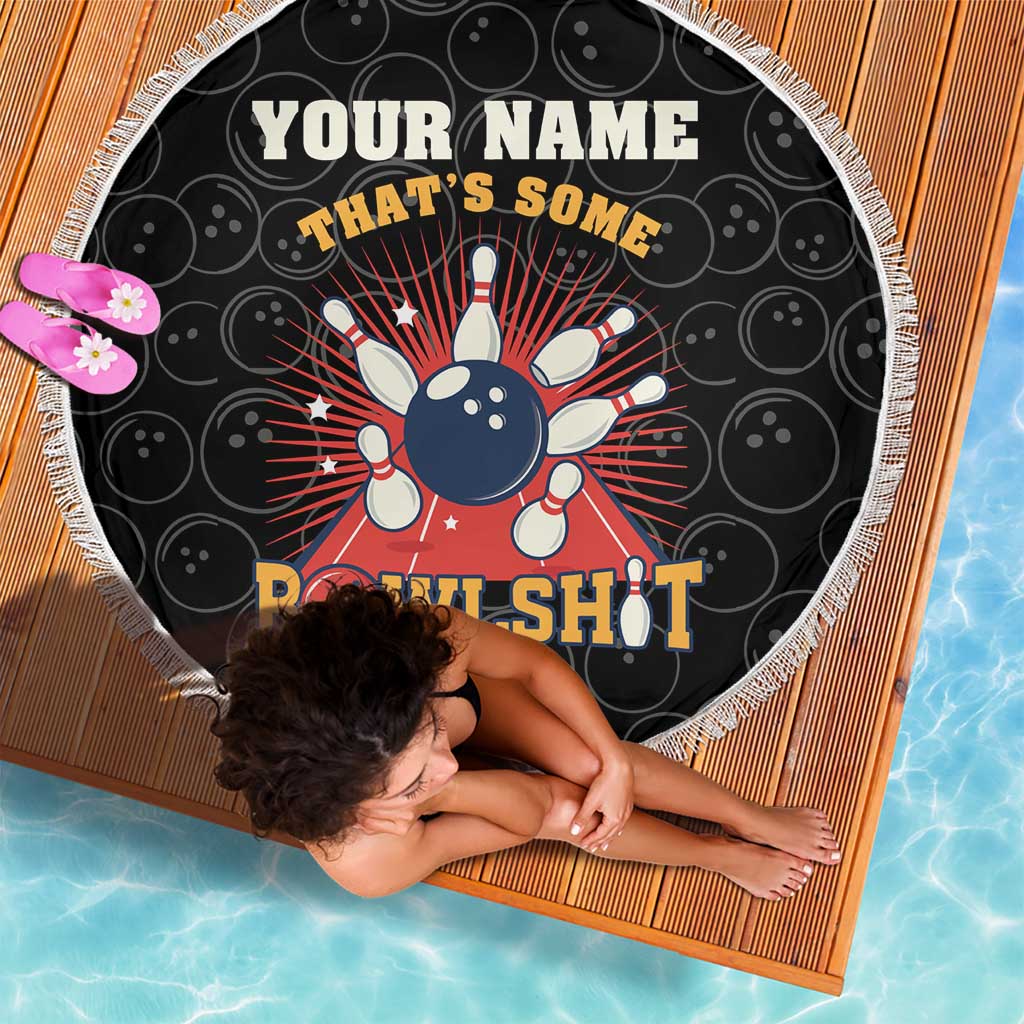 Flaming Bowling Ball Beach Blanket with Strike Explosion and Funny Quote Graphic on Bowling - Wonder Print Shop