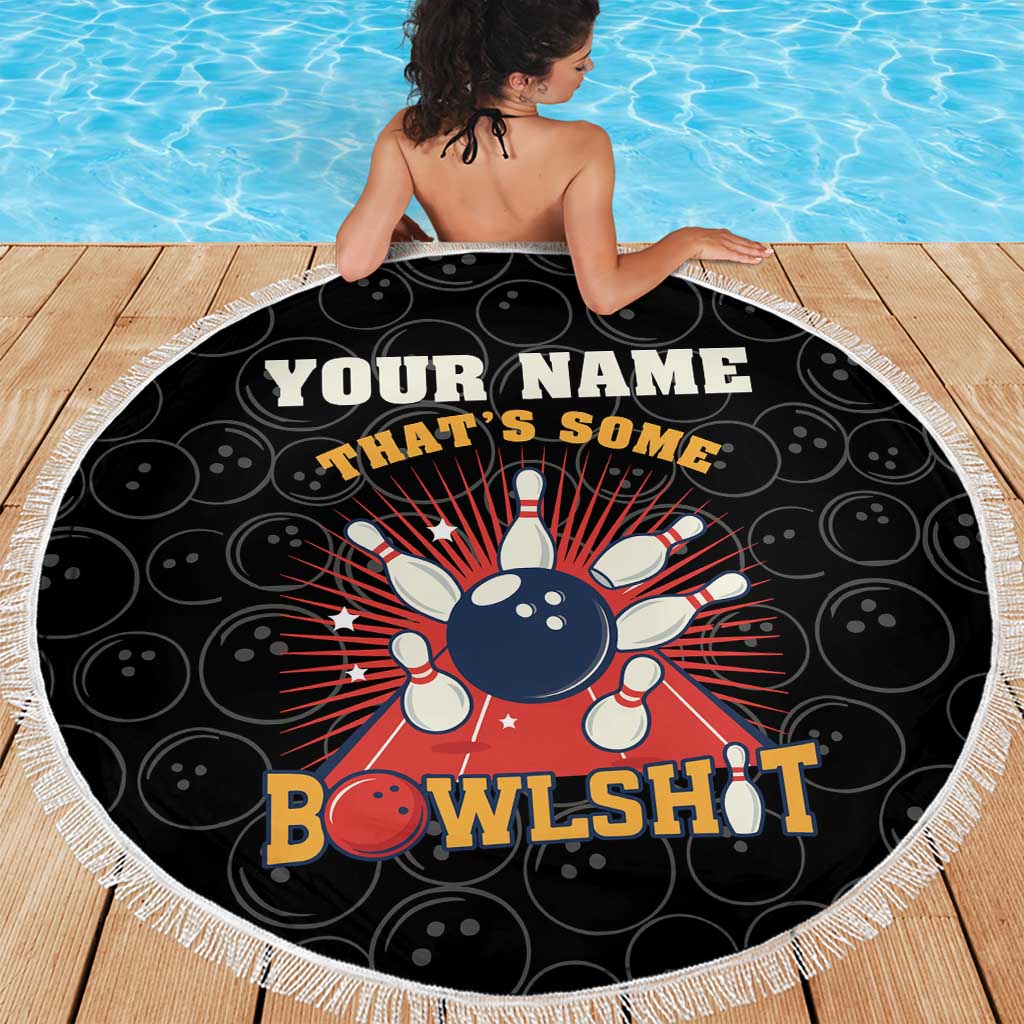 Flaming Bowling Ball Beach Blanket with Strike Explosion and Funny Quote Graphic on Bowling - Wonder Print Shop