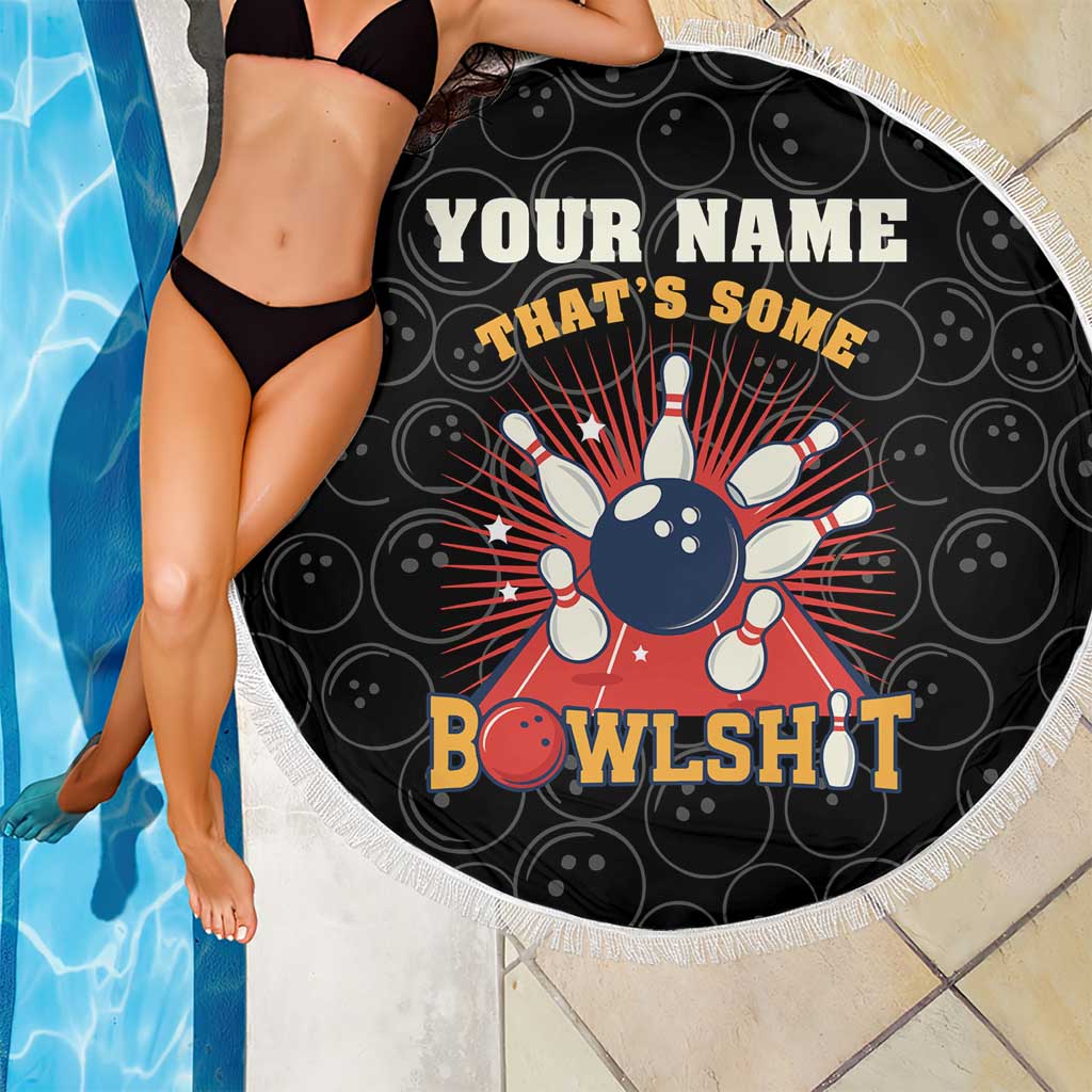 Flaming Bowling Ball Beach Blanket with Strike Explosion and Funny Quote Graphic on Bowling - Wonder Print Shop