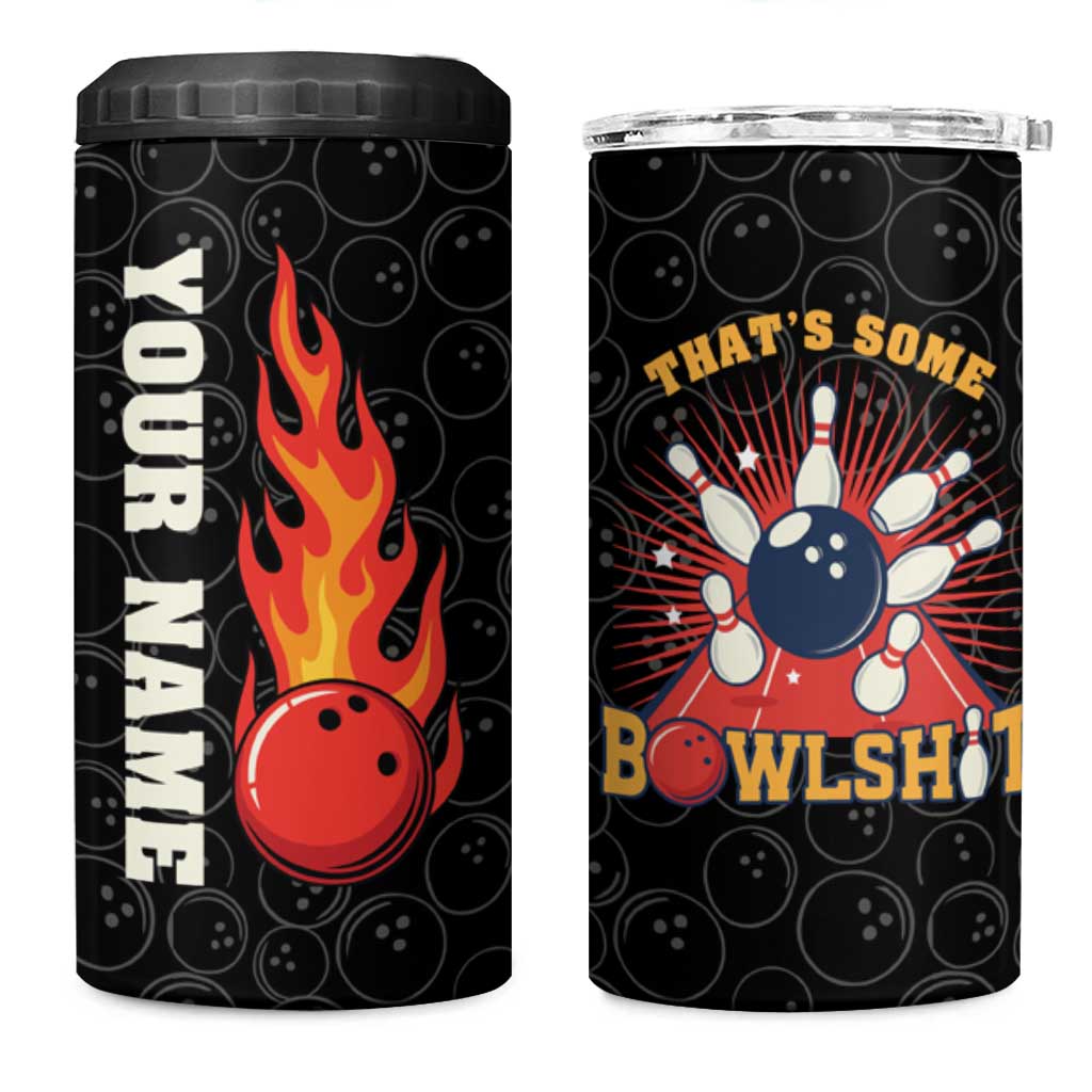Flaming Bowling Ball 4 in 1 Can Cooler Tumbler with Strike Explosion and Funny Quote Graphic on Bowling - Wonder Print Shop