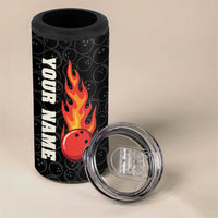 Flaming Bowling Ball 4 in 1 Can Cooler Tumbler with Strike Explosion and Funny Quote Graphic on Bowling - Wonder Print Shop