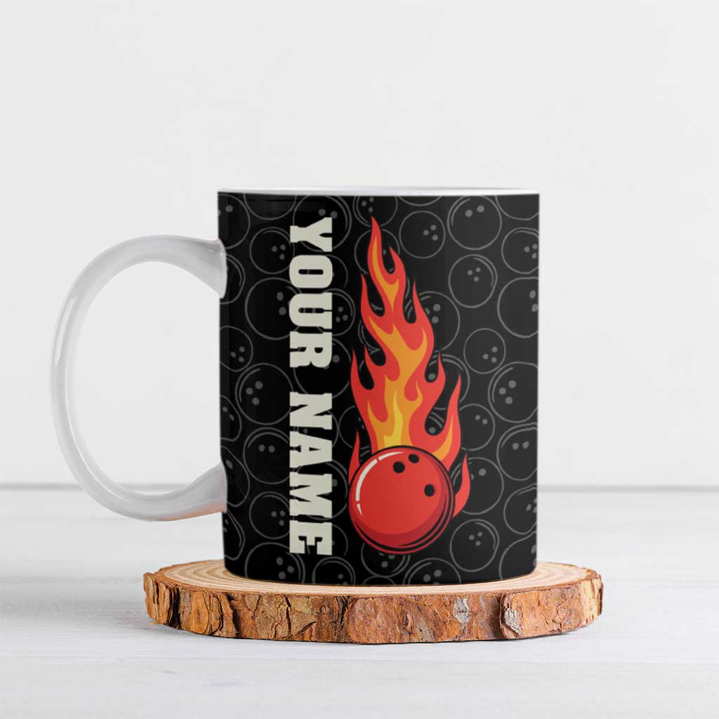 Flaming Bowling Ball Ceramic Mug with Strike Explosion and Funny Quote Graphic on Bowling - Wonder Print Shop