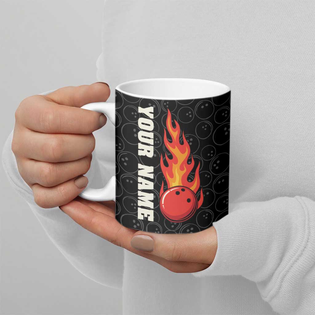 Flaming Bowling Ball Ceramic Mug with Strike Explosion and Funny Quote Graphic on Bowling - Wonder Print Shop
