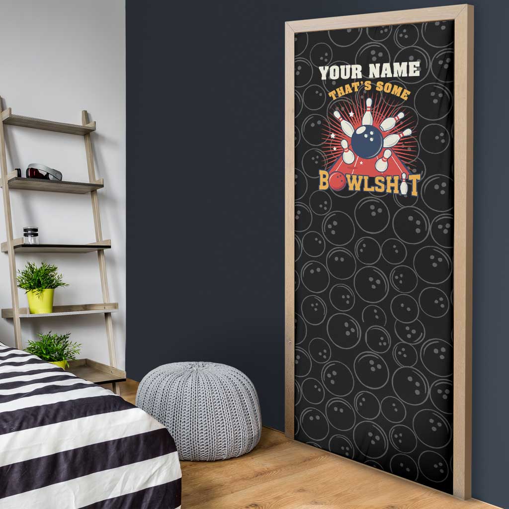 Flaming Bowling Ball Door Cover with Strike Explosion and Funny Quote Graphic on Bowling - Wonder Print Shop
