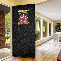Flaming Bowling Ball Door Cover with Strike Explosion and Funny Quote Graphic on Bowling - Wonder Print Shop