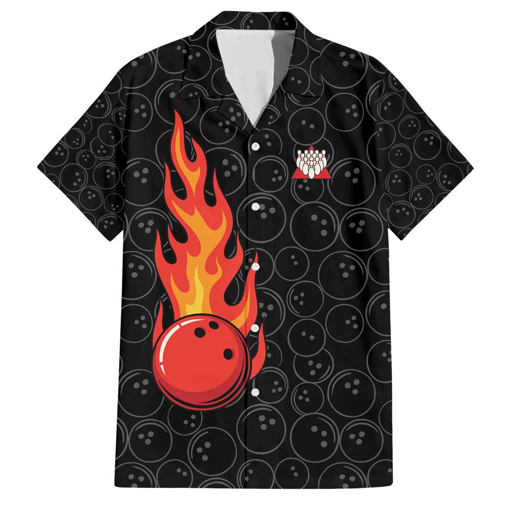 Flaming Bowling Ball Family Matching Long Sleeve Bodycon Dress and Hawaiian Shirt with Strike Explosion and Funny Quote Graphic on Bowling - Wonder Print Shop