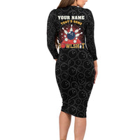 Flaming Bowling Ball Family Matching Long Sleeve Bodycon Dress and Hawaiian Shirt with Strike Explosion and Funny Quote Graphic on Bowling - Wonder Print Shop