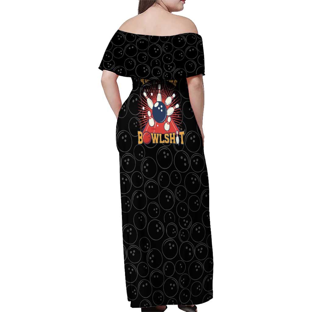 Flaming Bowling Ball Family Matching Off Shoulder Maxi Dress and Hawaiian Shirt with Strike Explosion and Funny Quote Graphic on Bowling - Wonder Print Shop