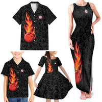 Flaming Bowling Ball Family Matching Tank Maxi Dress and Hawaiian Shirt with Strike Explosion and Funny Quote Graphic on Bowling - Wonder Print Shop