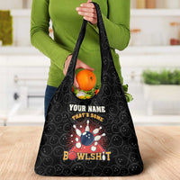 Flaming Bowling Ball Grocery Bag with Strike Explosion and Funny Quote Graphic on Bowling - Wonder Print Shop