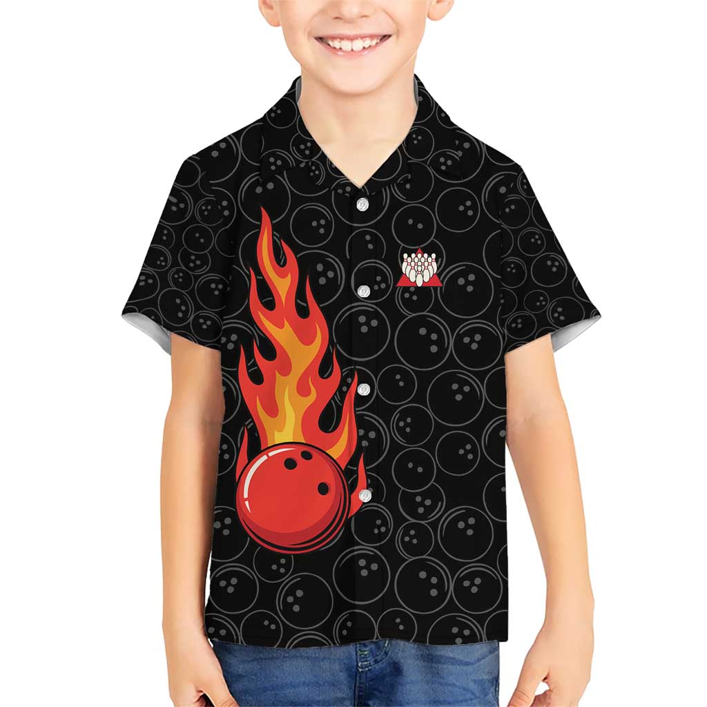 Flaming Bowling Ball Hawaiian Shirt with Strike Explosion and Funny Quote Graphic on Bowling - Wonder Print Shop