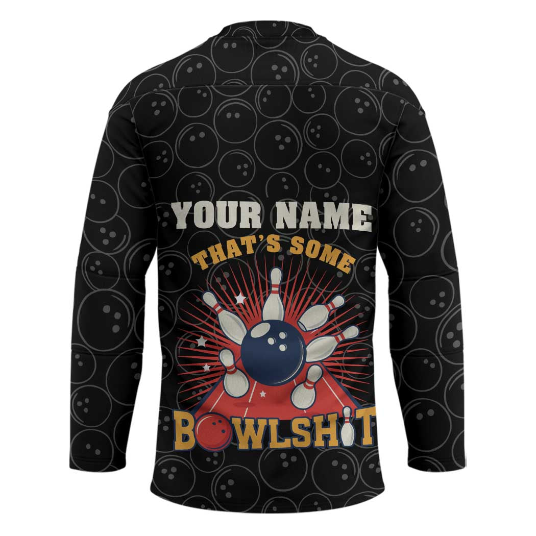 Flaming Bowling Ball Hockey Jersey with Strike Explosion and Funny Quote Graphic on Bowling - Wonder Print Shop