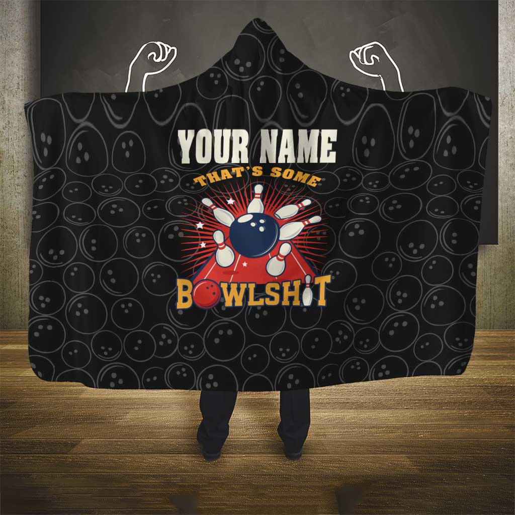 Flaming Bowling Ball Hooded Blanket with Strike Explosion and Funny Quote Graphic on Bowling - Wonder Print Shop