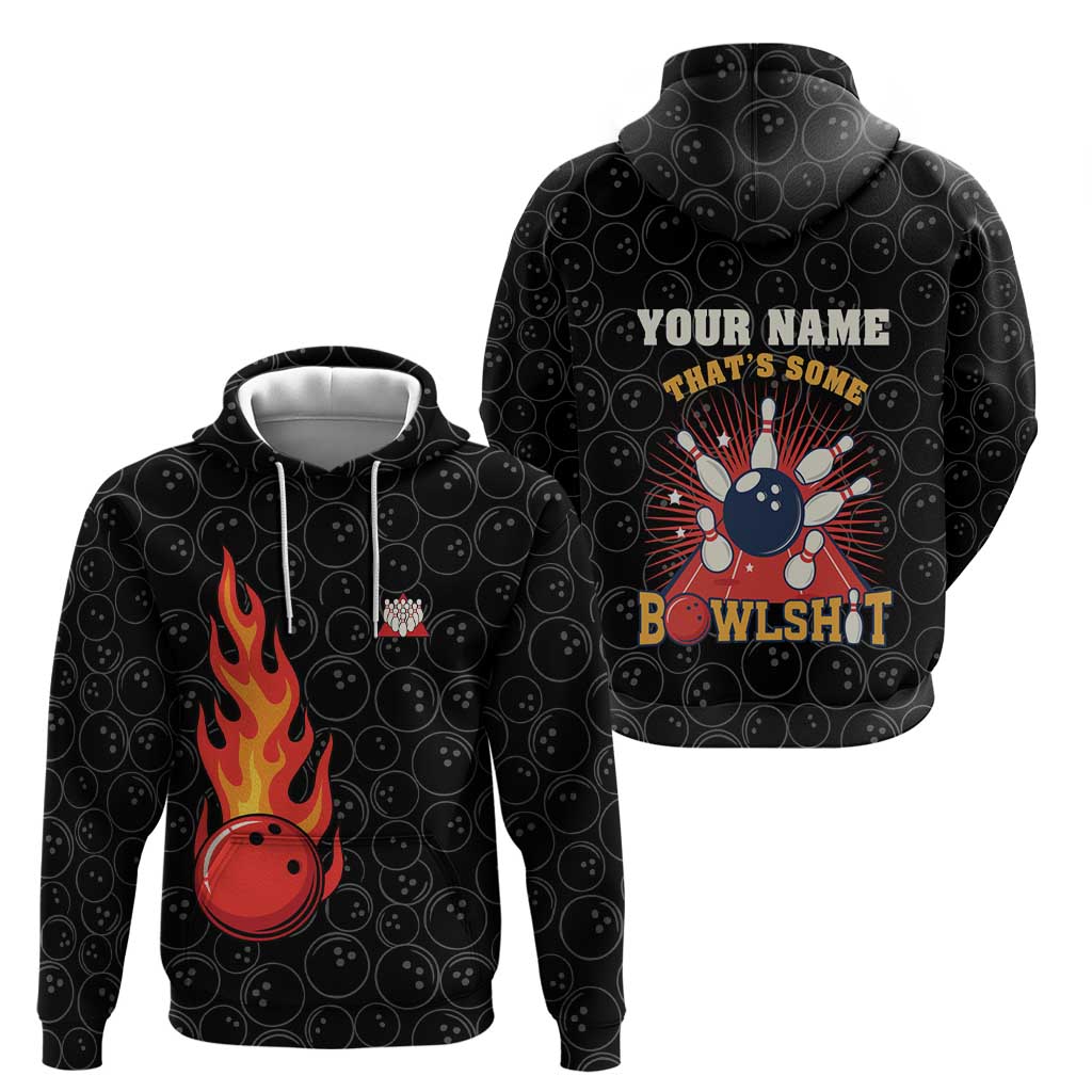 Flaming Bowling Ball Hoodie with Strike Explosion and Funny Quote Graphic on Bowling - Wonder Print Shop