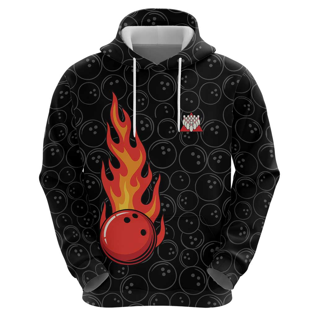 Flaming Bowling Ball Hoodie with Strike Explosion and Funny Quote Graphic on Bowling - Wonder Print Shop