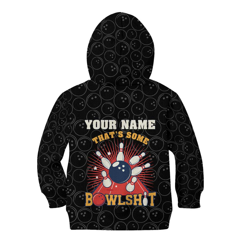 Flaming Bowling Ball Kid Hoodie with Strike Explosion and Funny Quote Graphic on Bowling - Wonder Print Shop