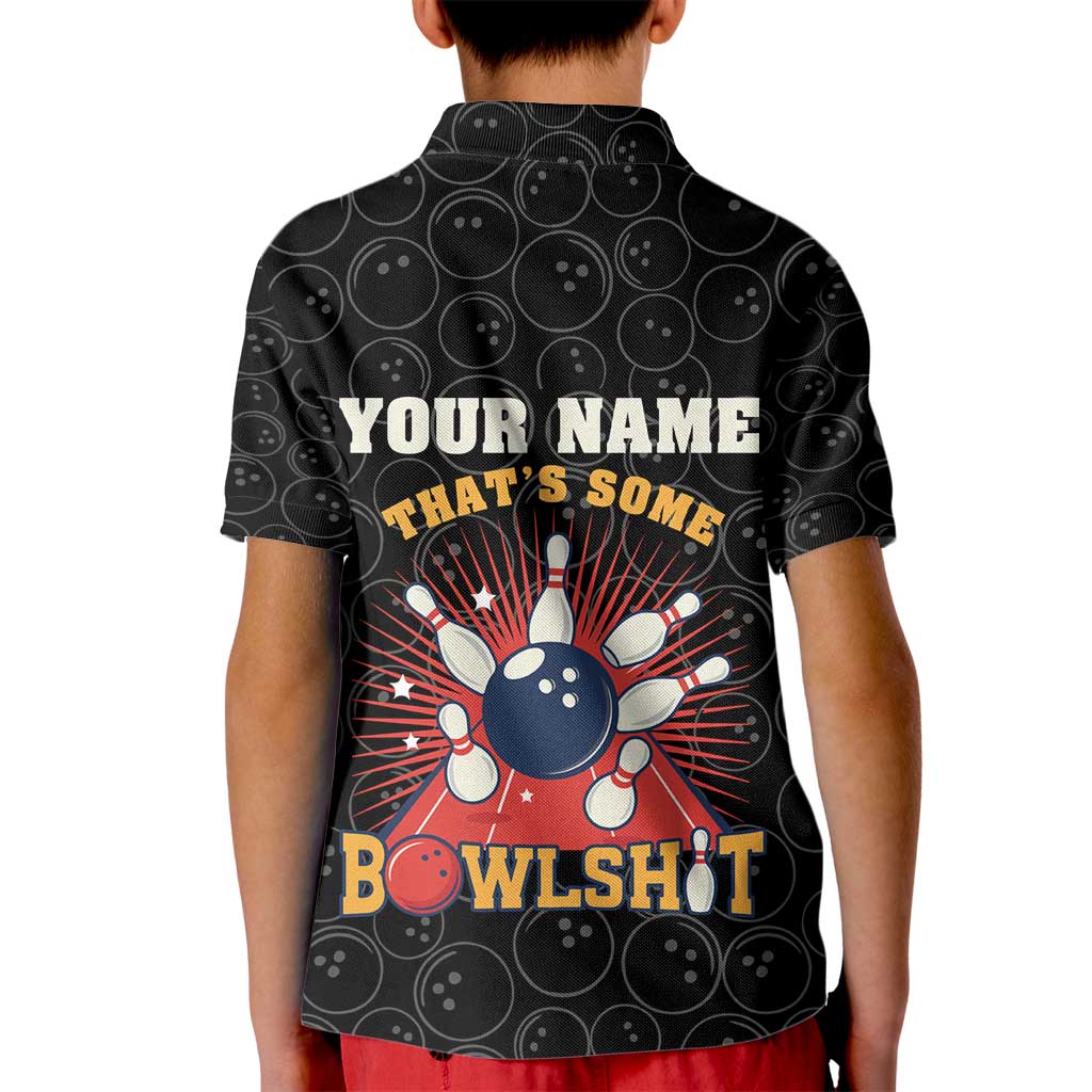 Flaming Bowling Ball Kid Polo Shirt with Strike Explosion and Funny Quote Graphic on Bowling - Wonder Print Shop