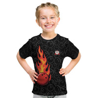 Flaming Bowling Ball Kid T Shirt with Strike Explosion and Funny Quote Graphic on Bowling - Wonder Print Shop