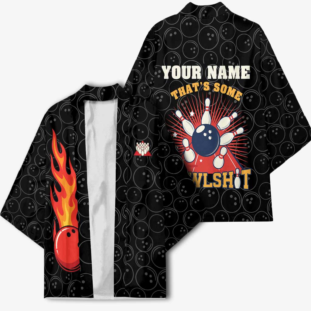 Flaming Bowling Ball Kimono with Strike Explosion and Funny Quote Graphic on Bowling - Wonder Print Shop