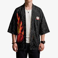 Flaming Bowling Ball Kimono with Strike Explosion and Funny Quote Graphic on Bowling - Wonder Print Shop
