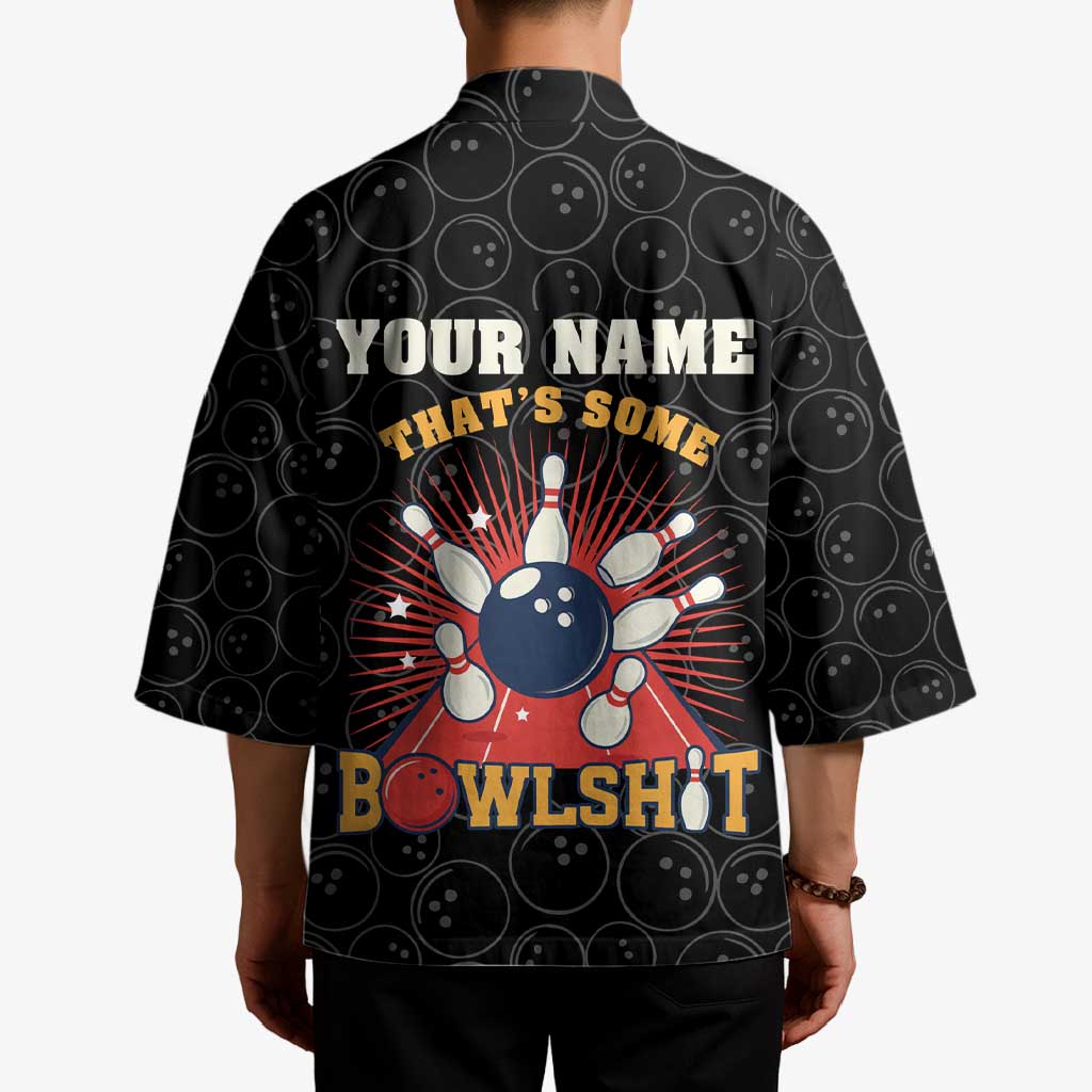 Flaming Bowling Ball Kimono with Strike Explosion and Funny Quote Graphic on Bowling - Wonder Print Shop