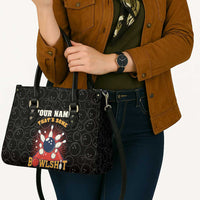 Flaming Bowling Ball Leather Bag with Strike Explosion and Funny Quote Graphic on Bowling - Wonder Print Shop