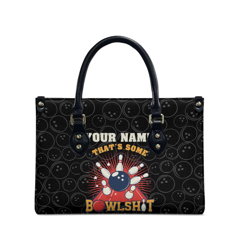 Flaming Bowling Ball Leather Bag with Strike Explosion and Funny Quote Graphic on Bowling - Wonder Print Shop