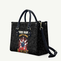 Flaming Bowling Ball Leather Bag with Strike Explosion and Funny Quote Graphic on Bowling - Wonder Print Shop