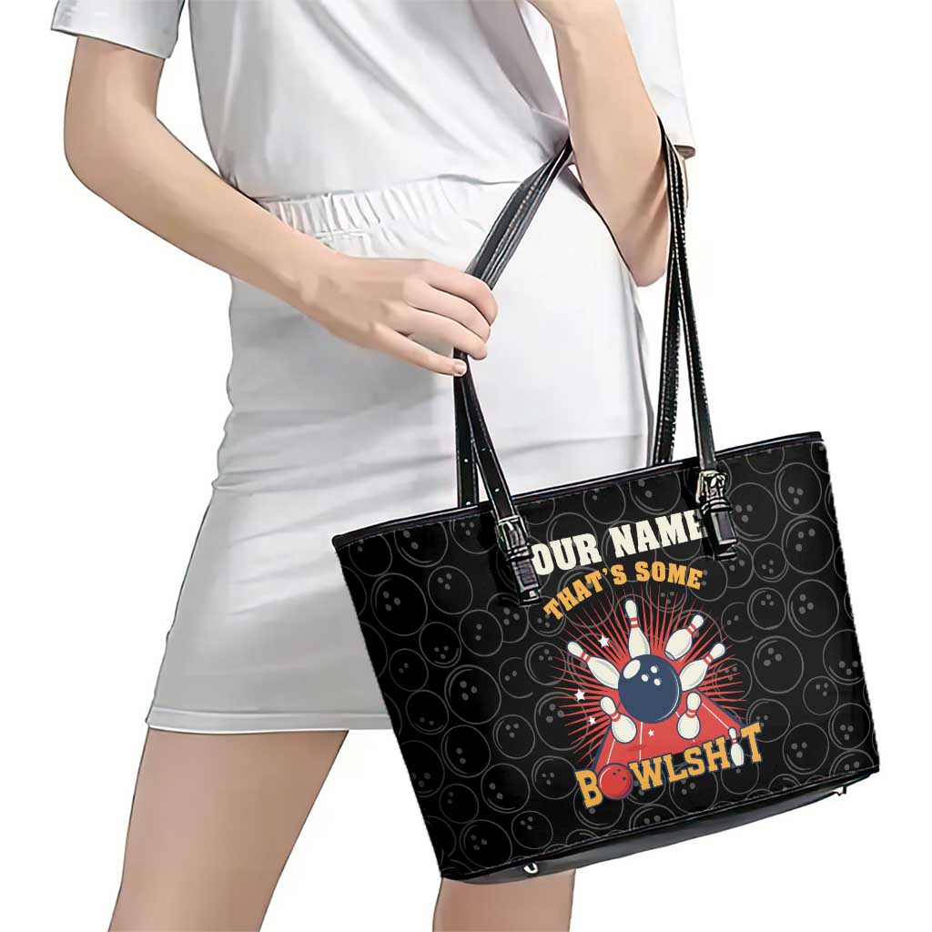 Flaming Bowling Ball Leather Tote Bag with Strike Explosion and Funny Quote Graphic on Bowling - Wonder Print Shop