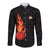 Flaming Bowling Ball Long Sleeve Button Shirt with Strike Explosion and Funny Quote Graphic on Bowling - Wonder Print Shop