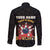 Flaming Bowling Ball Long Sleeve Button Shirt with Strike Explosion and Funny Quote Graphic on Bowling - Wonder Print Shop