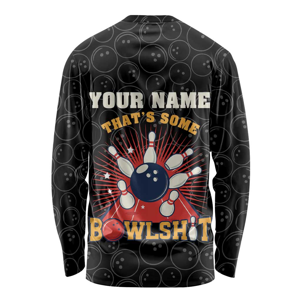 Flaming Bowling Ball Long Sleeve Shirt with Strike Explosion and Funny Quote Graphic on Bowling - Wonder Print Shop