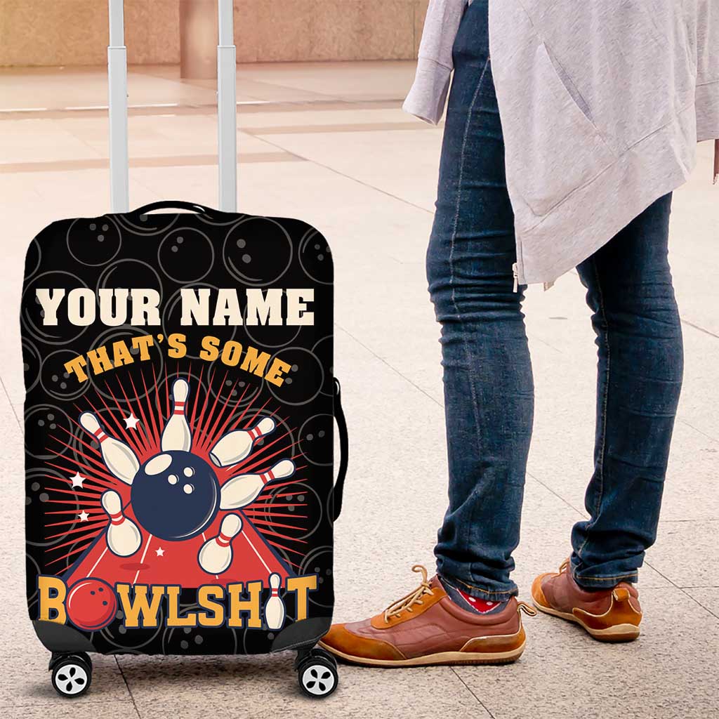 Flaming Bowling Ball Luggage Cover with Strike Explosion and Funny Quote Graphic on Bowling - Wonder Print Shop