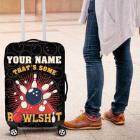 Flaming Bowling Ball Luggage Cover with Strike Explosion and Funny Quote Graphic on Bowling - Wonder Print Shop