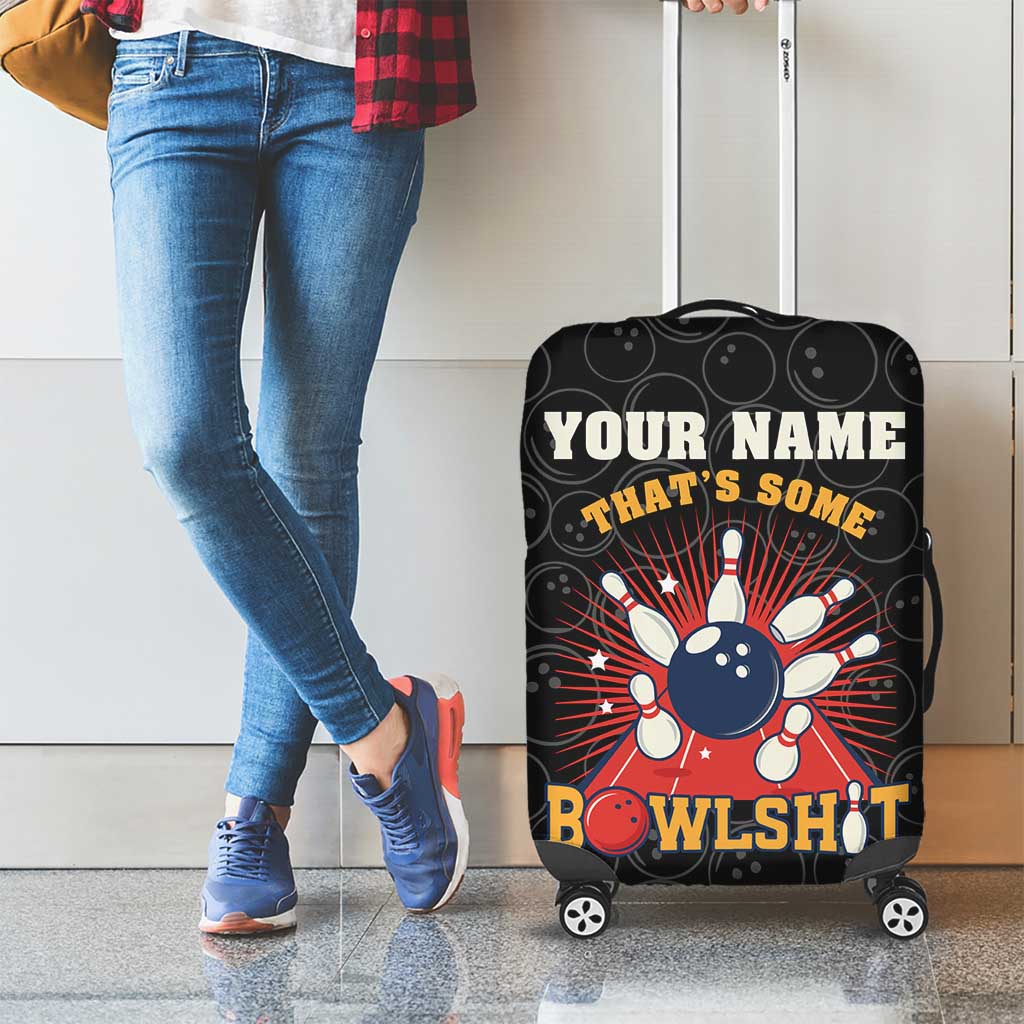 Flaming Bowling Ball Luggage Cover with Strike Explosion and Funny Quote Graphic on Bowling - Wonder Print Shop
