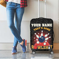 Flaming Bowling Ball Luggage Cover with Strike Explosion and Funny Quote Graphic on Bowling - Wonder Print Shop