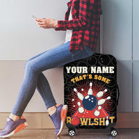 Flaming Bowling Ball Luggage Cover with Strike Explosion and Funny Quote Graphic on Bowling - Wonder Print Shop