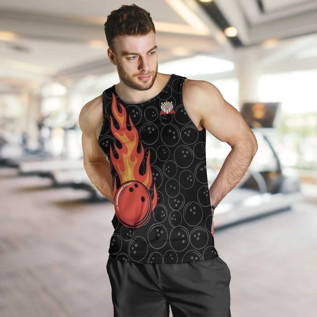 Flaming Bowling Ball Men Tank Top with Strike Explosion and Funny Quote Graphic on Bowling - Wonder Print Shop