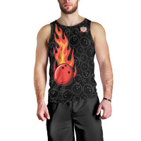 Flaming Bowling Ball Men Tank Top with Strike Explosion and Funny Quote Graphic on Bowling - Wonder Print Shop